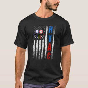 Beunruhigte USA HVAC Tech American Flag HVAC T-Shirt