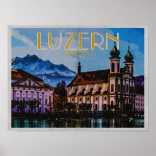 Beunruhigte Vintage Reise Luzernes Luzern Poster