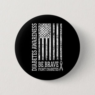 Beunruhigte Vintage US-Flagge Diabetes Bewusstsein Button