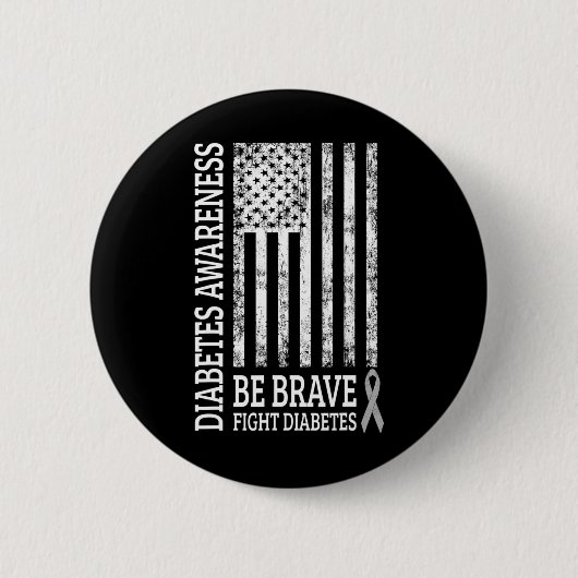 Beunruhigte Vintage US-Flagge Diabetes Bewusstsein Button (Vorderseite)