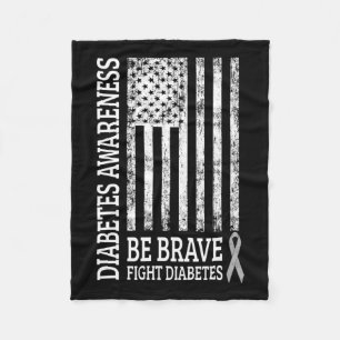 Beunruhigte Vintage US-Flagge Diabetes Bewusstsein Fleecedecke