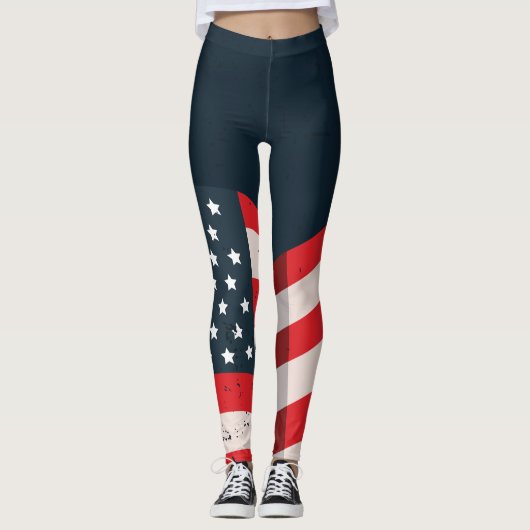 Beunruhigte Vintage USA-Flagge Leggings (Vorderseite)