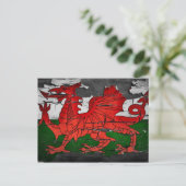 beunruhigte Wales-Flaggenpostkarte Postkarte (Stehend Vorderseite)