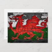 beunruhigte Wales-Flaggenpostkarte Postkarte (Vorne/Hinten)