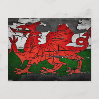 beunruhigte Wales-Flaggenpostkarte Postkarte