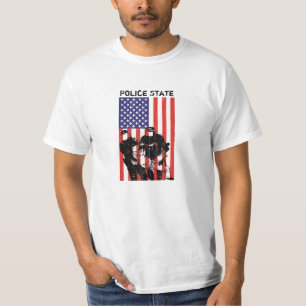 Beunruhigter amerikanische Flaggen-Polizei-Staat T-Shirt
