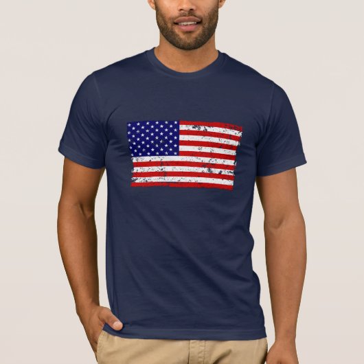 Beunruhigter amerikanische Flaggen-T - Shirt (Vorderseite)