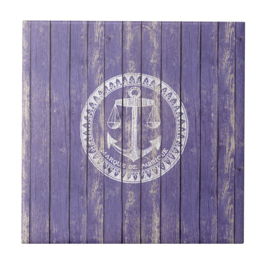 Beunruhigter antiker hölzerner Druck mit Anker Fliese (Vorderseite)