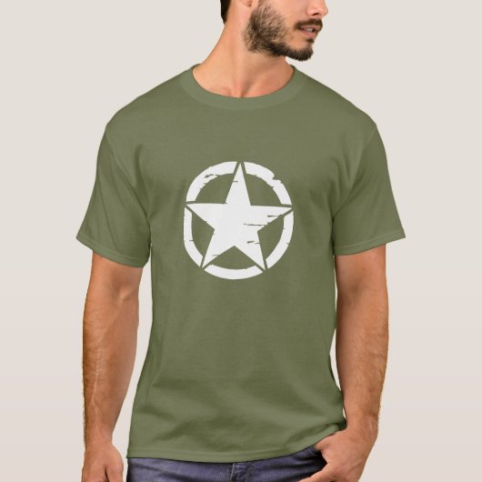 Beunruhigter Armee-weißer Stern T-Shirt (Vorderseite)