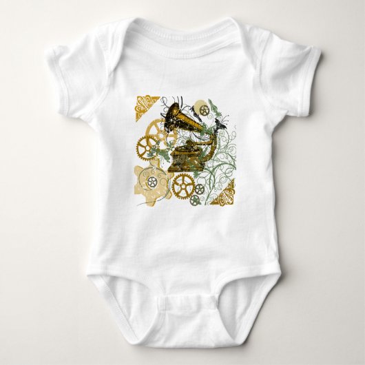 Beunruhigter Blick Steampunk Entwurf Baby Strampler (Vorderseite)