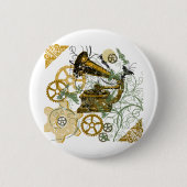 Beunruhigter Blick Steampunk Entwurf Button (Vorderseite)