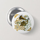 Beunruhigter Blick Steampunk Entwurf Button (Vorne & Hinten)
