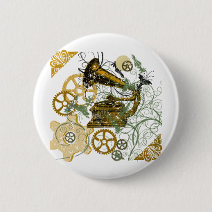 Beunruhigter Blick Steampunk Entwurf Button