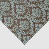 Beunruhigter Damast aquamarin auf Brown mit Blumen Seidenpapier (Ausschnitt)