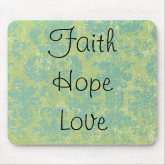 Beunruhigter Damast FaithHopeLove Mousepad