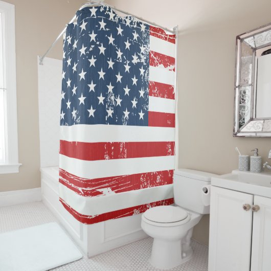 Beunruhigter Grunge-amerikanische Flaggen-alter Duschvorhang (Beispiel)