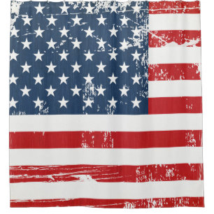 Beunruhigter Grunge-amerikanische Flaggen-alter Duschvorhang