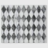 Beunruhigter Harlekin-Schwarzweiss-Diamant Geschenkpapier (Flach)