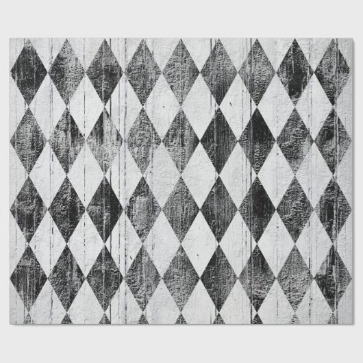 Beunruhigter Harlekin-Schwarzweiss-Diamant Geschenkpapier (Flach)
