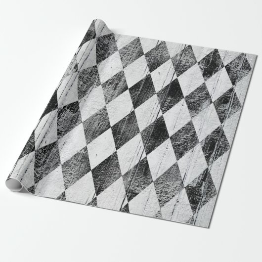 Beunruhigter Harlekin-Schwarzweiss-Diamant Geschenkpapier (Ungerollt)