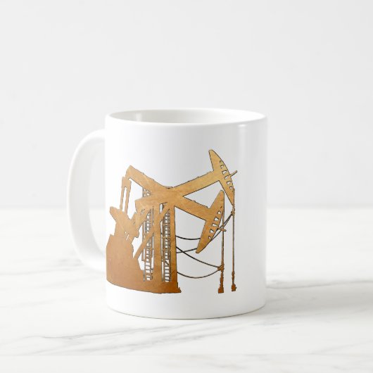 Beunruhigter kupferner Öl-Pumpanlage-Entwurf Kaffeetasse (Vorderseite Links)