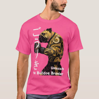 Beunruhigter Retro Vintager Niedlicher Chibi Bulld T-Shirt