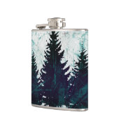 Beunruhigter rustikaler immergrüner Kiefer-Wald Flachmann (Links)