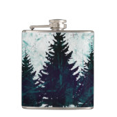 Beunruhigter rustikaler immergrüner Kiefer-Wald Flachmann (Vorderseite)