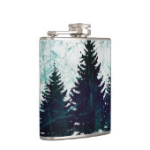 Beunruhigter rustikaler immergrüner Kiefer-Wald Flachmann (Rechts)