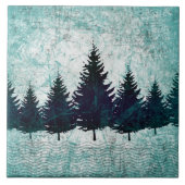 Beunruhigter rustikaler immergrüner Kiefer-Wald Fliese (Vorderseite)