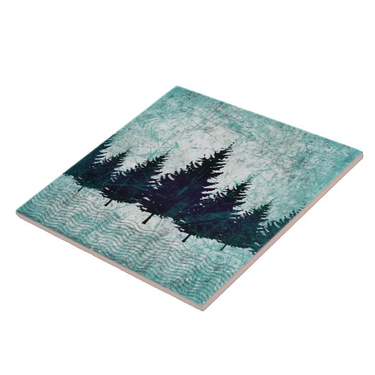 Beunruhigter rustikaler immergrüner Kiefer-Wald Fliese (Seite)