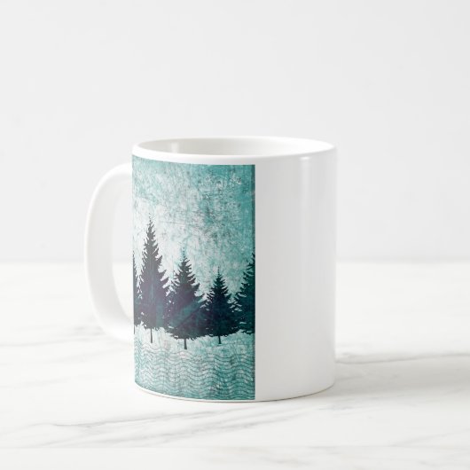 Beunruhigter rustikaler immergrüner Kiefer-Wald Kaffeetasse (Vorderseite Links)