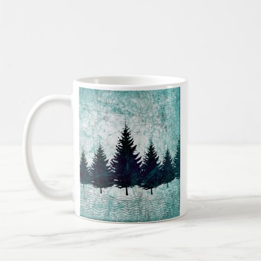 Beunruhigter rustikaler immergrüner Kiefer-Wald Kaffeetasse (Links)