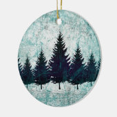 Beunruhigter rustikaler immergrüner Kiefer-Wald Keramik Ornament (Links)