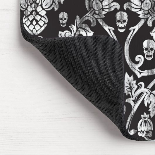 Beunruhigter Schädelschwarzweiss-damast Mousepad (Ecke)
