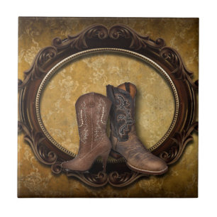 Beunruhigter Scheunenland Western-Cowboystiefel Fliese