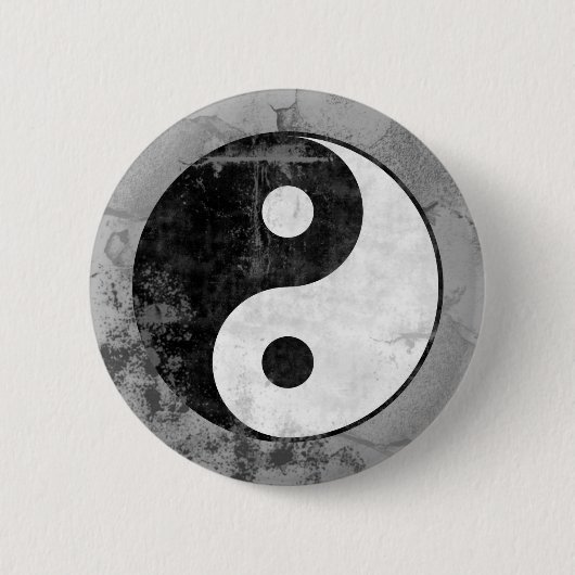 Beunruhigter Yin Yang Symbol-Knopf Button (Vorderseite)