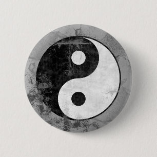 Beunruhigter Yin Yang Symbol-Knopf Button