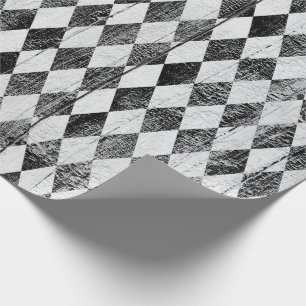 Beunruhigtes Harlekin-Schwarzweiss-Diamant-MED Geschenkpapier