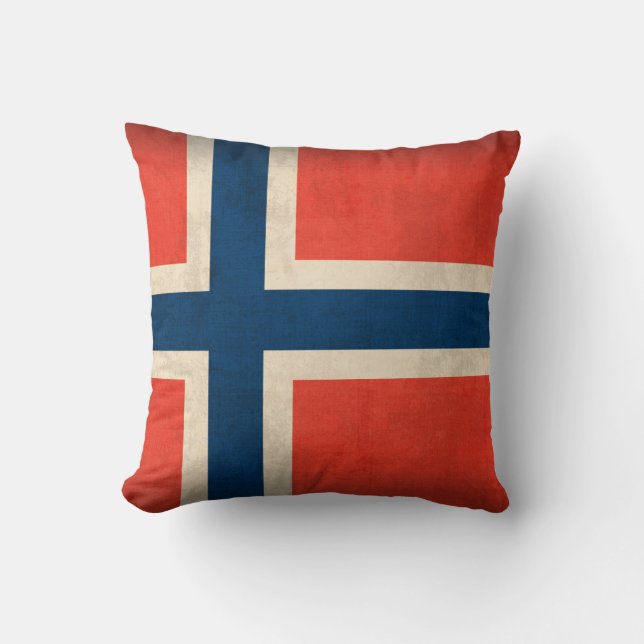 Beunruhigtes Kissen Norwegens Flagge (Vorderseite)