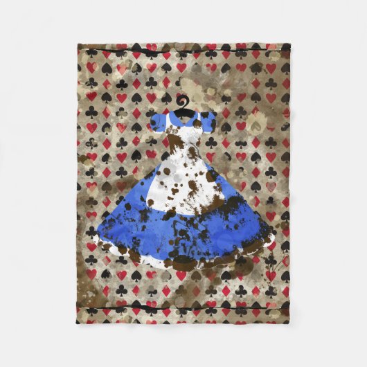 Beunruhigtes Märchenland-Alice-Muster Fleecedecke (Vorderseite)