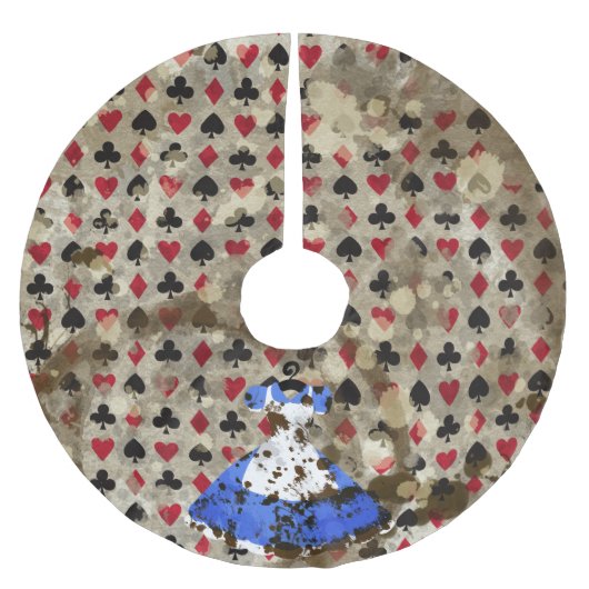 Beunruhigtes Märchenland-Alice-Muster Polyester Weihnachtsbaumdecke (Vorderseite)