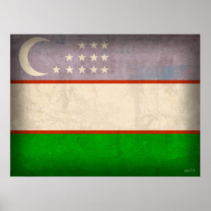 Beunruhigtes Plakat Usbekistans Flagge