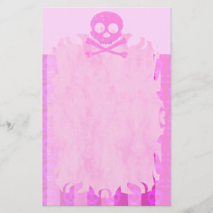Beunruhigtes rosa Schädel-Flammen-Briefpapier Briefpapier