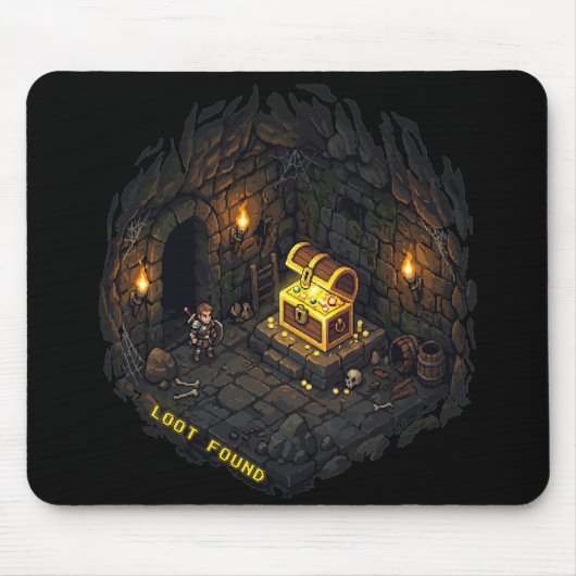 Beute Gefunden Fantasy Dungeon Pixel Art Design Mousepad (Vorne)