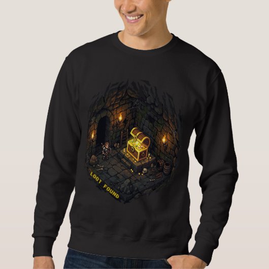 Beute Gefunden Fantasy-Dungeon-Pixel-Art-Design Sweatshirt (Vorderseite)