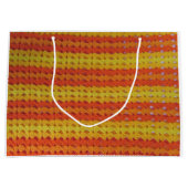 Beutel - gelbes und orangefarbenes Häkelmuster (Lr Große Geschenktüte (Vorderseite)