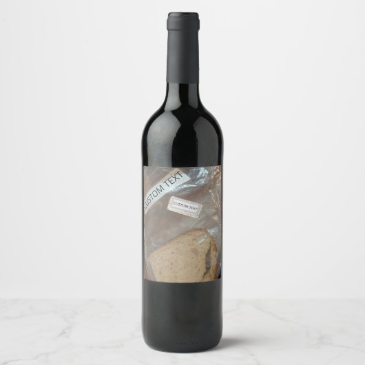 Beutel mit Scheibe Brot Weinetikett (Vorderseite)