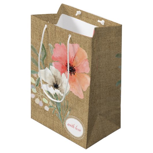 Beutel und Blume Geschenktasche Mittlere Geschenktüte (Vorderseite Schrägansicht)