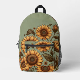 Beutel und Sonnenblumen Bedruckter Rucksack
